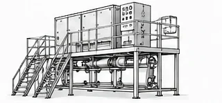 Ilustração técnica representativa: Partes e equipamentos para máquinas industriais